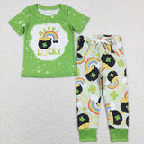 Matching Happy lucky green kids outfits