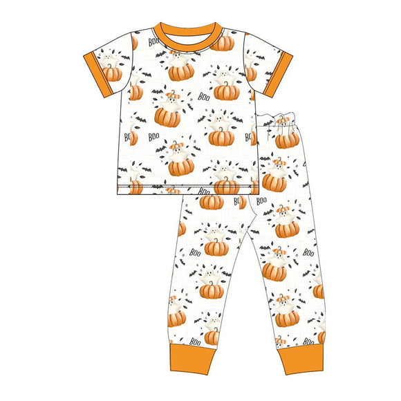 Short sleeves boo pumpkin top pants boys Halloween pajamas