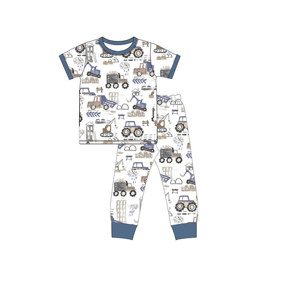 Deadline May 10 pre order Blue short sleeves constructions kids boys pajamas