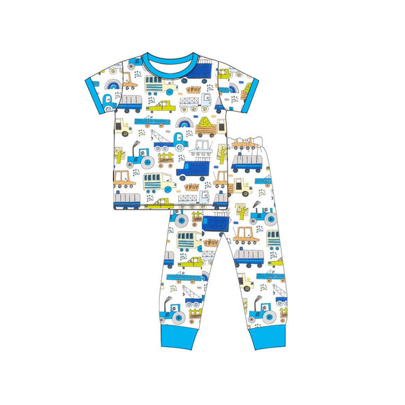 Deadline May 10 pre order Light blue short sleeves constructions kids boys pajamas