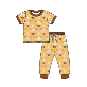 Deadline May 12 pre order Short sleeves highland cow aztec boys western pajamas