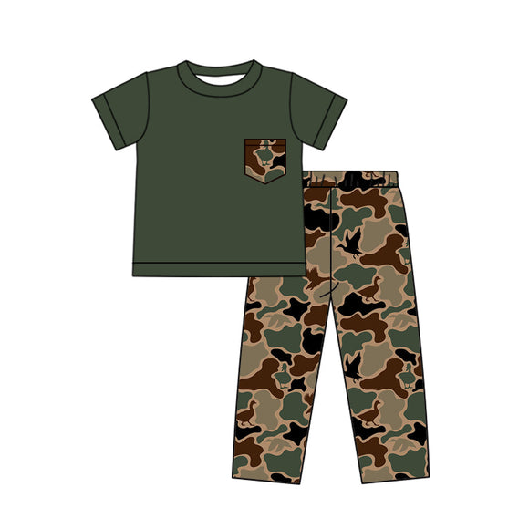 Deadline May 13 pre order Green pocket top duck camo boys hunting clothes