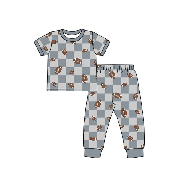 Deadline May 16 pre order Short sleeves plaid football kids boys pajamas
