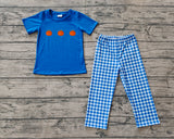 Pre-order BSPO0468 baby embroidery Boys blue pumpkin outfits
