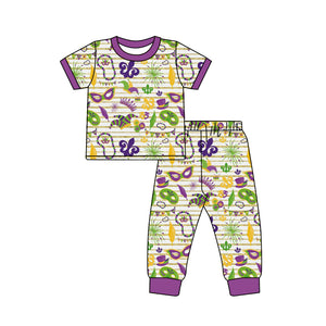 BLP0474 pre order long sleeve Mardi Gras boy pajamas