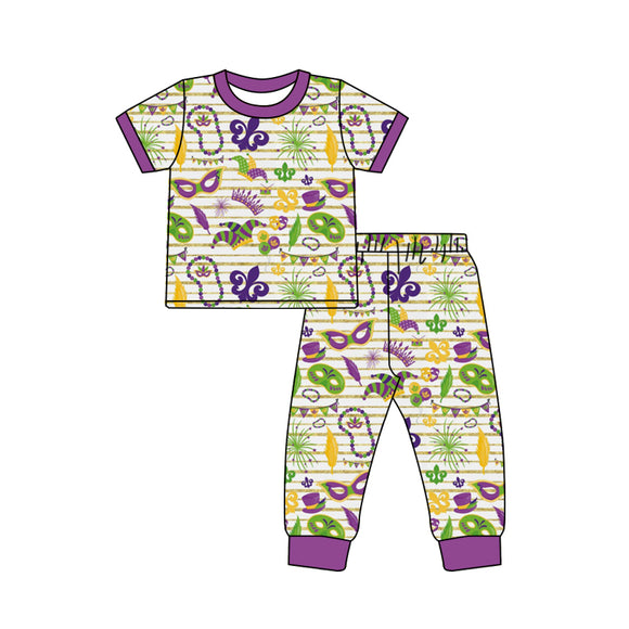 BLP0474 pre order long sleeve Mardi Gras boy pajamas