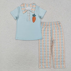 BSPO0528 Easter baby Boys carrot  blue outfits