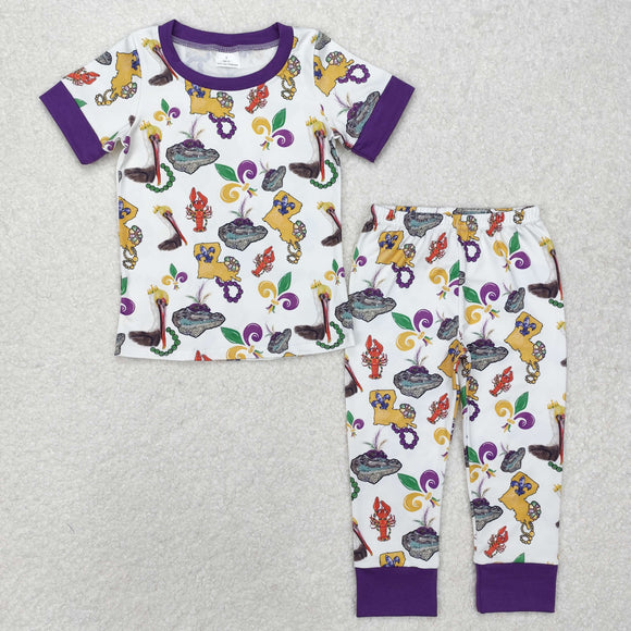 BSPO0546 baby Boys Mardi Gras short sleeve  pajamas