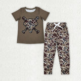 Matching Baby boys baseball short sleeves camo outfits