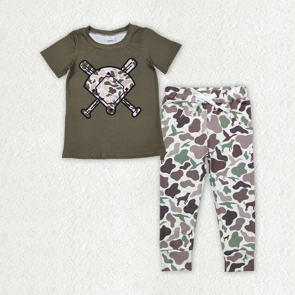 BSPO0658 boys baseball short sleeves camo outfits