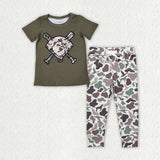 Matching Baby boys baseball short sleeves camo outfits
