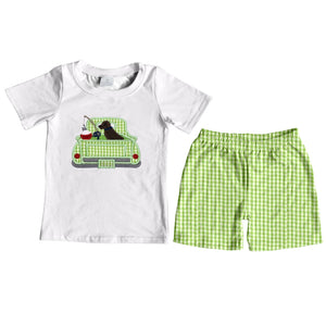 BSSO0289--pre order summer hunting dog green boy outfits