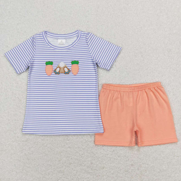 BSSO0301-- Easter embroidery carrot & rabbit BOY outfits