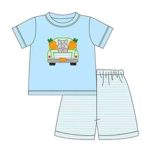 BSSO0310--pre order Easter BLUE carrot & car boy outfits