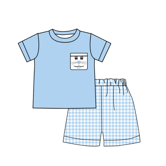 BSSO0347--pre order summer Easter rabbit blue boy outfits