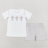 Matching Easter Embroidered cross kids clothing