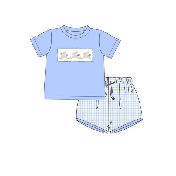 BSSO0355--pre order summer rabbit blue boy outfits