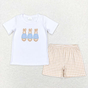 BSSO0383-- Easter embroidery rabbit boy outfits