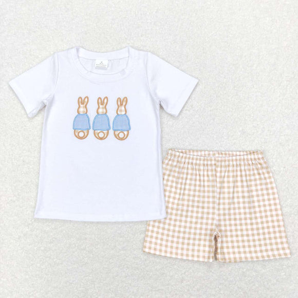 BSSO0383-- Easter embroidery rabbit boy outfits
