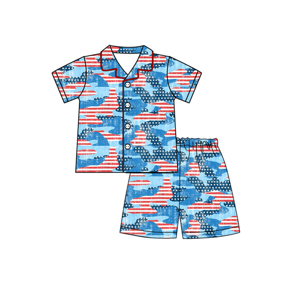 BSSO0384--pre order 4th July blue BOY pajamas