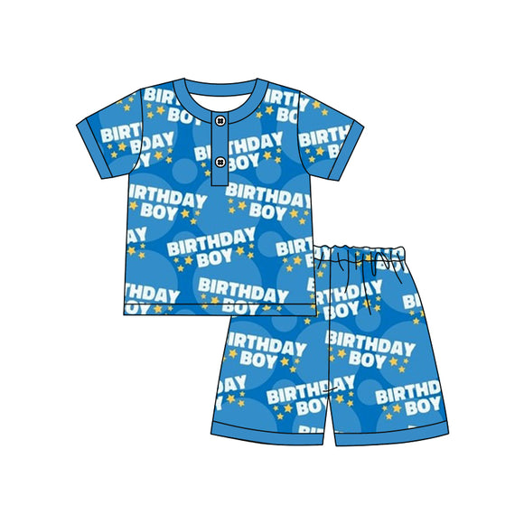 BSSO0427--pre order summer birthday blue short sleeve boy outfits