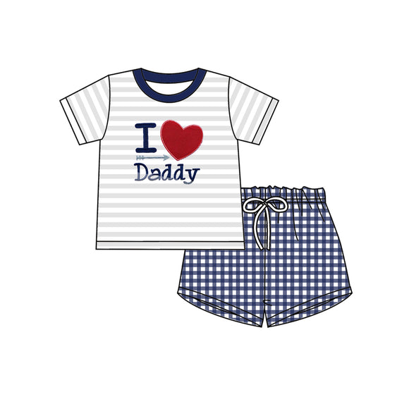 BSSO0439-pre order love daddy short sleeve shirt and shorts boy outfits