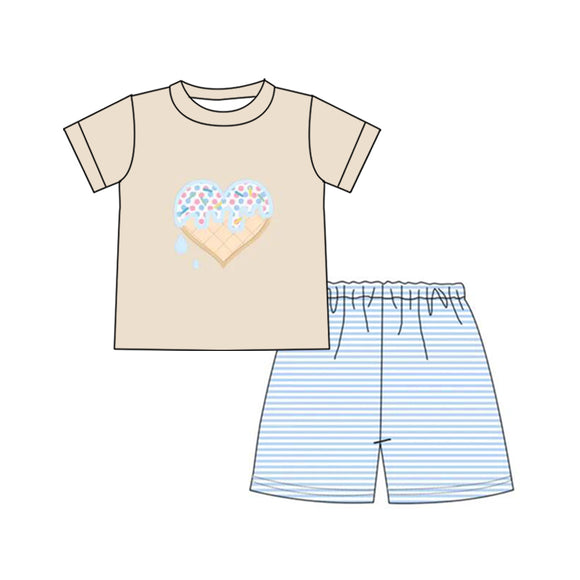 BSSO0458--pre order summer heart yellow boy outfits