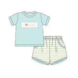 Embroidery I love DAD top stripe pocket shorts boys outfits