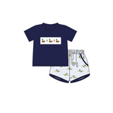 Short sleeves embroidery duck top stripe shorts kids boys clothing