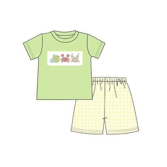 Crab sandcastle top shorts boys beach summer outfits