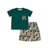 Duck deer fish camo top shorts boys clothing set