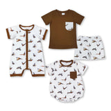 Family Matching Baby girls boys brown duck outfits romper