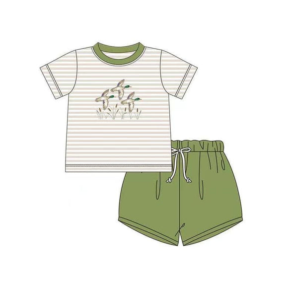 Short sleeves stripe duck top shorts boys clothes
