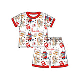 Red short sleeves dog fries kids boys summer pajamas