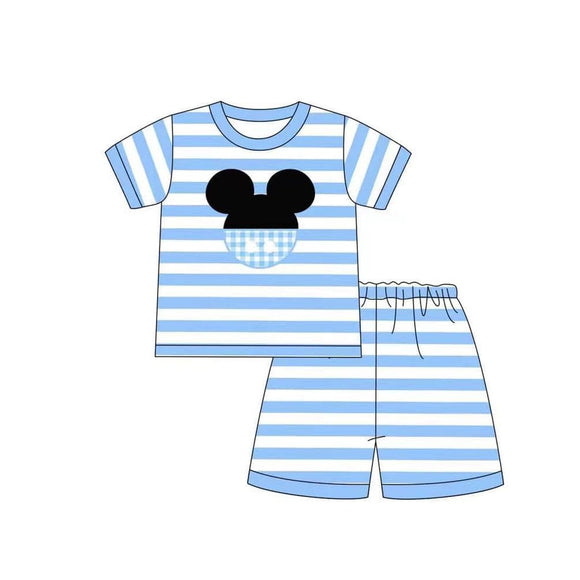 Light blue stripe mouse kids boys summer clothes