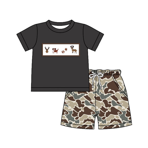 Deer dog top camo shorts kids boys clothing