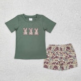 BSSO1004 short sleeve camo embroidery  rabbit green outfits