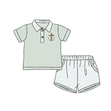 BSSO1025 pre-order baby  boy clothes cross toddler boy easter summer outfit