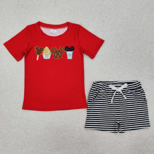 BSSO1110 Boys red mouse stripe shorts Outfits