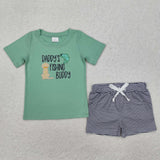 Matching  embroidered daddy fishing buddy kids outfits