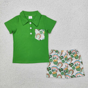 BSSO1165 Boys St.Patrick's Day green shorts Outfits