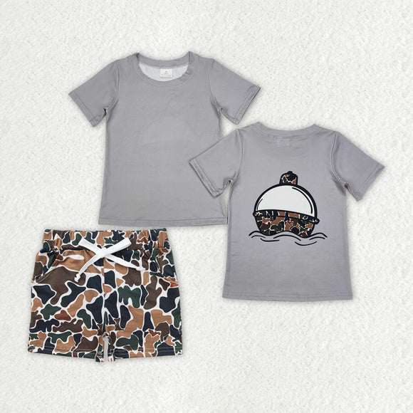 BSSO1176 Boys grey shorts brown cam Outfits