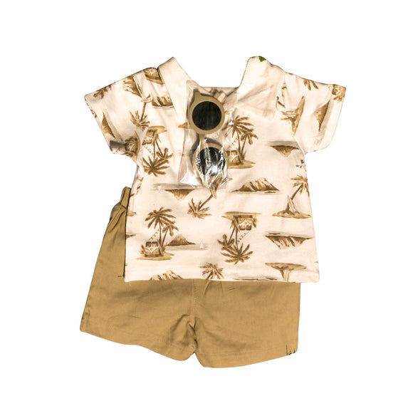 Pre-order BSSO1533 Boys Khaki short sleeve tree shorts outfits（Deadline May.25）