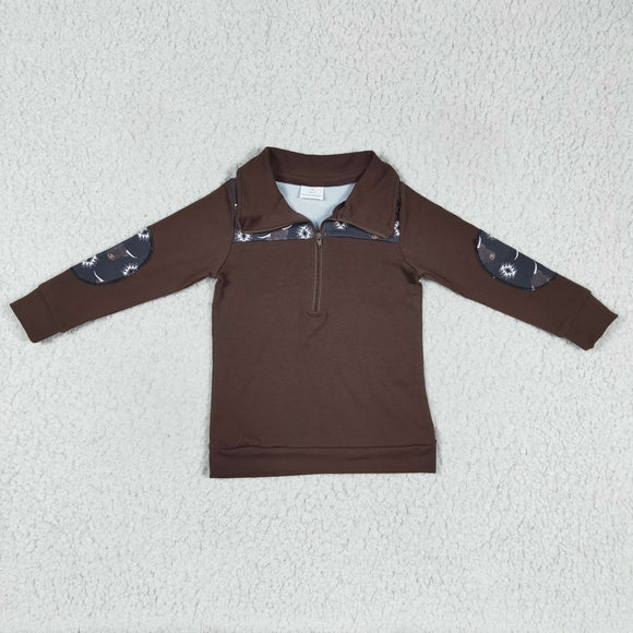 4.5 BT0115--western brown skull cow pullover