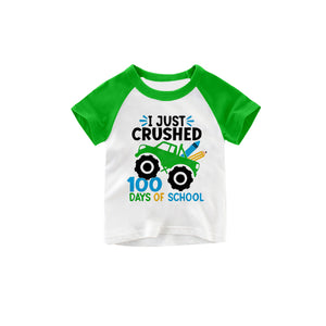 BT0446--pre order short sleeve 100 days of school green top
