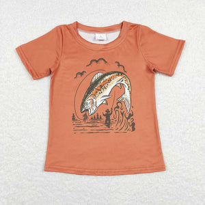 BT0507-- short sleeve fishing orange top