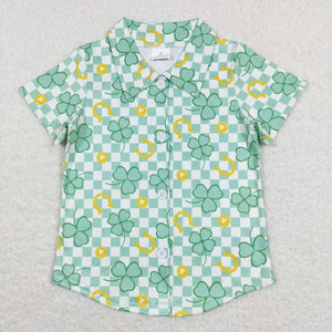 BT0543-- leaves green short sleeve cartoon T-shirt