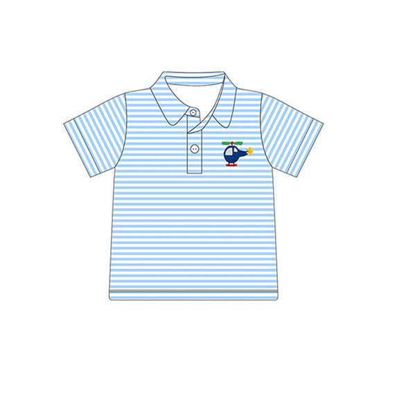 Deadline May 12 pre order Short sleeves stripe helicopter kids boys polo shirt