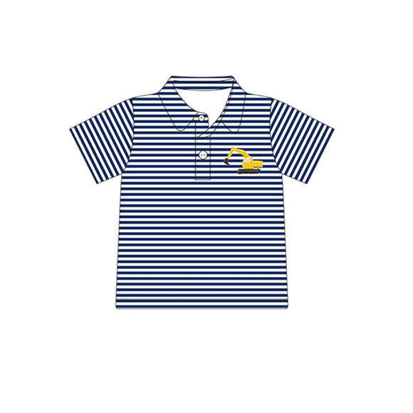 Deadline May 12 pre order Short sleeves stripe excavator kids boys polo shirt