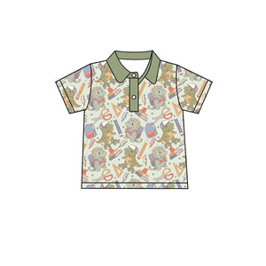 Deadline May 12 pre order Short sleeves dinosaur kids boys back to school polo shirt